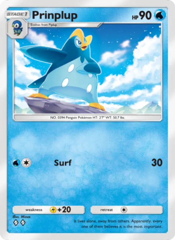 Prinplup — Space-Time Smackdown card #036