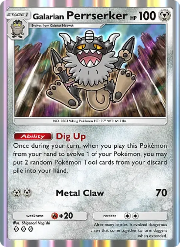 Galarian Perrserker — Fantastical Parade card #111
