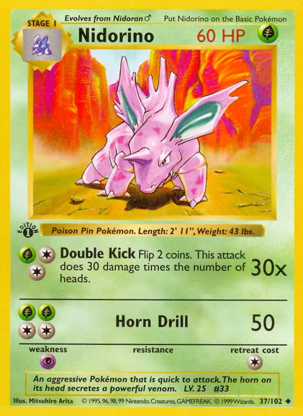 Nidorino — Base Set card #37