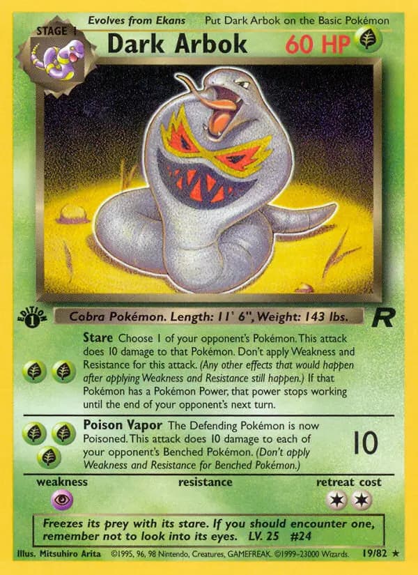 Dark Arbok — Team Rocket card #19