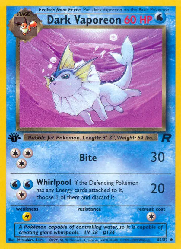 Dark Vaporeon — Team Rocket card #45