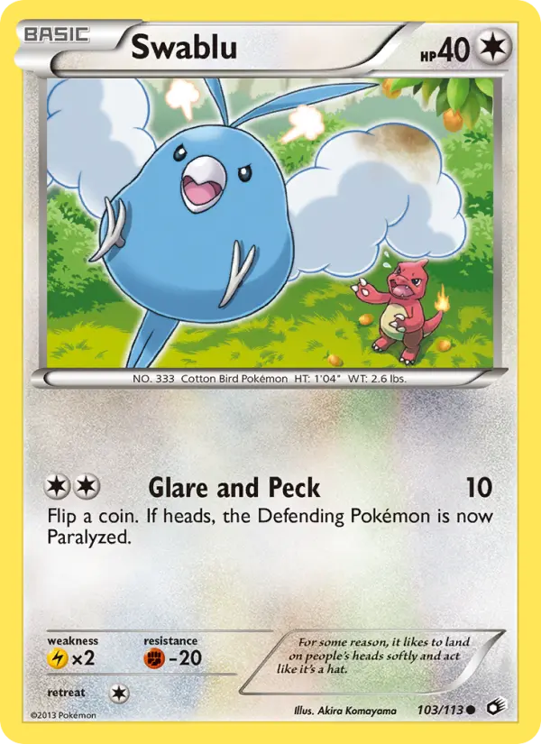 Swablu — Legendary Treasures card #103