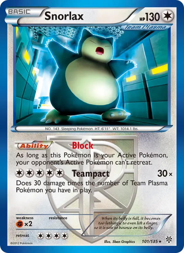 Snorlax — Plasma Storm card #101