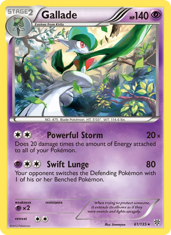 Gallade — Plasma Storm card #61