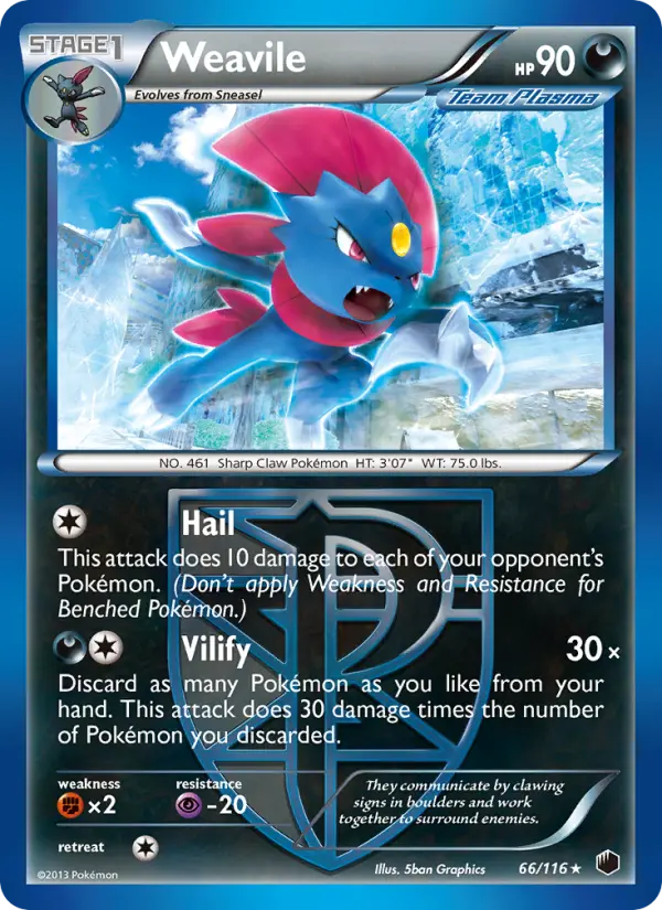 Weavile — Plasma Freeze card #66
