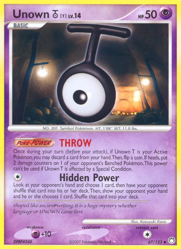 Unown T — Mysterious Treasures card #67