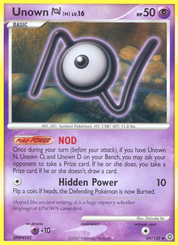 Unown N — Secret Wonders card #69