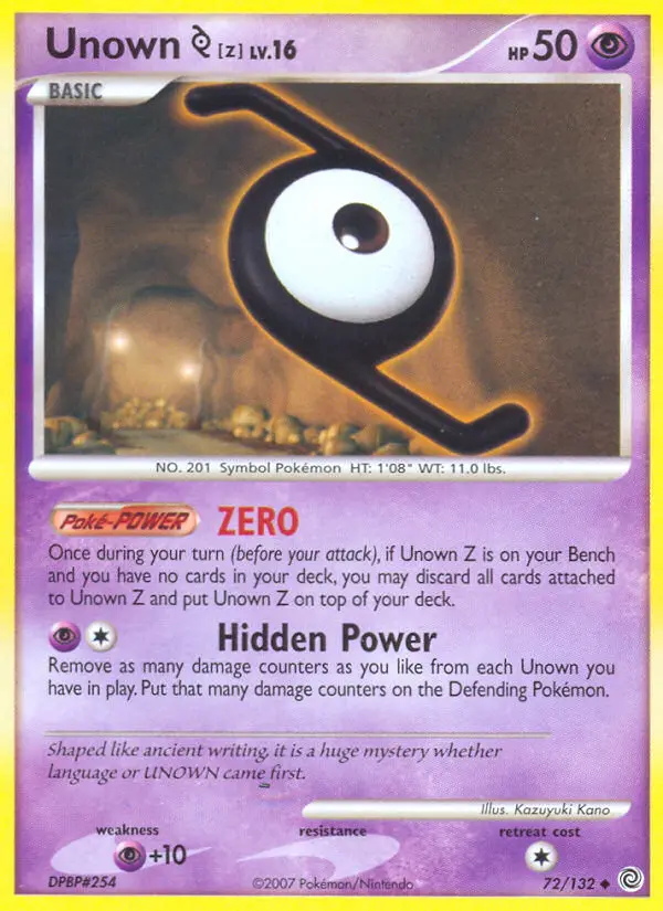 Unown Z — Secret Wonders card #72