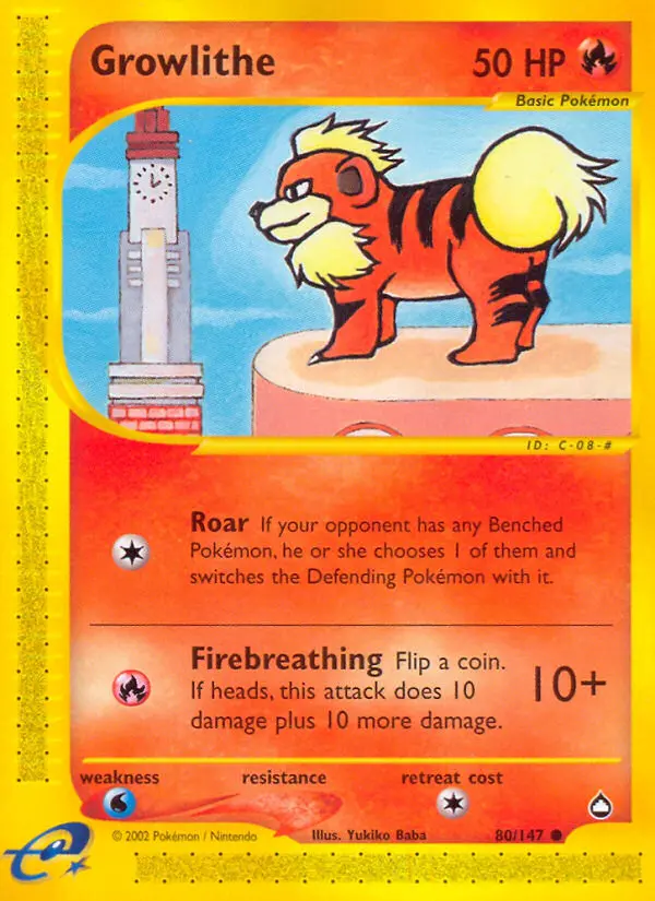 Growlithe — Aquapolis card #80