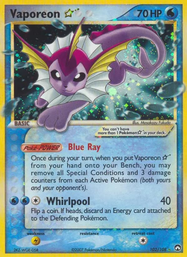 Vaporeon Star — Power Keepers card #102