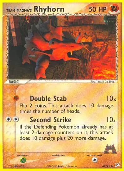 Team Magma's Rhyhorn — Team Magma vs Team Aqua card #67
