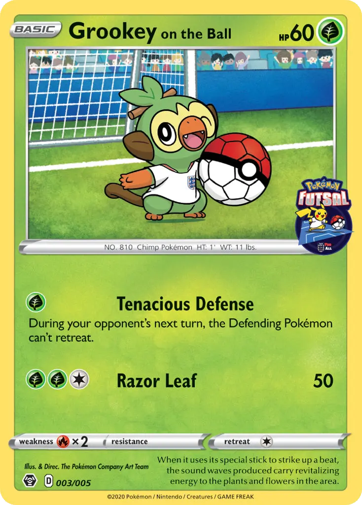 Grookey on the Ball — Pokémon Futsal 2020 card #3