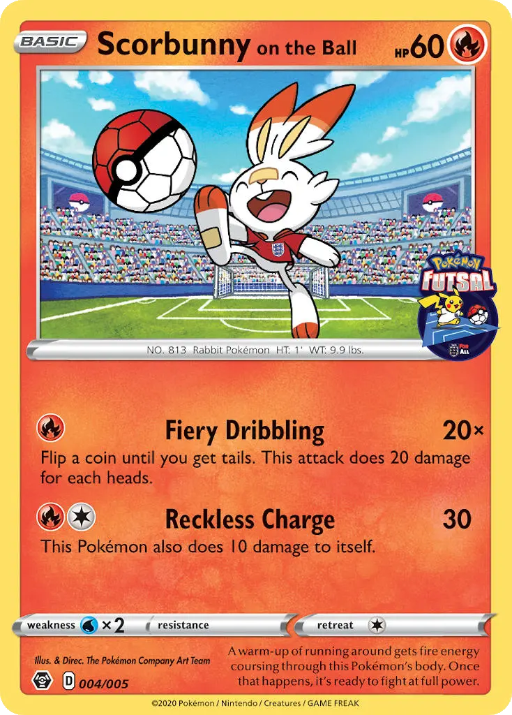 Scorbunny on the Ball — Pokémon Futsal 2020 card #4