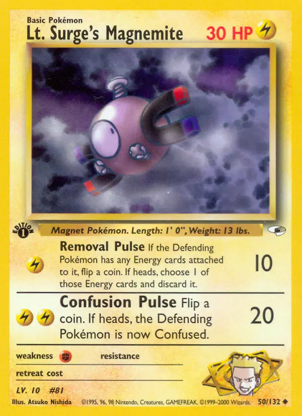 Lt. Surge's Magnemite — Gym Heroes card #50