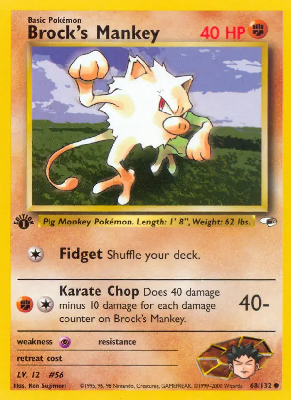 Brock's Mankey — Gym Heroes card #68