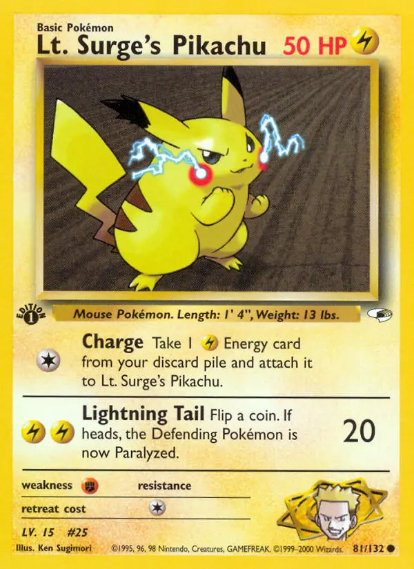 Lt. Surge's Pikachu — Gym Heroes card #81