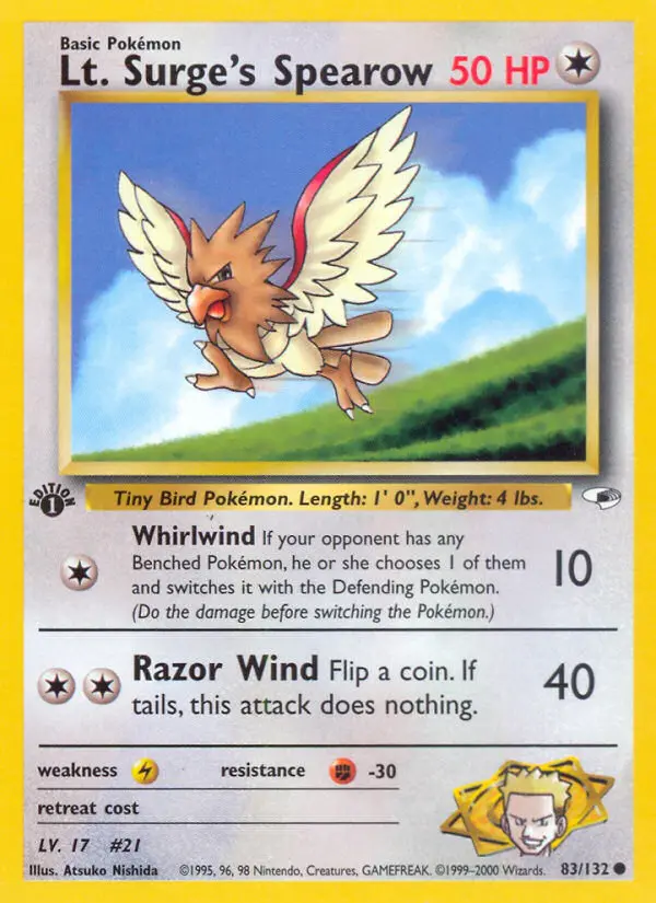 Lt. Surge's Spearow — Gym Heroes card #83