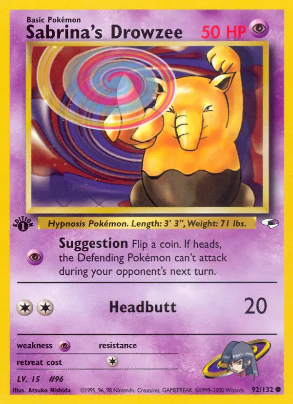Sabrina's Drowzee — Gym Heroes card #92
