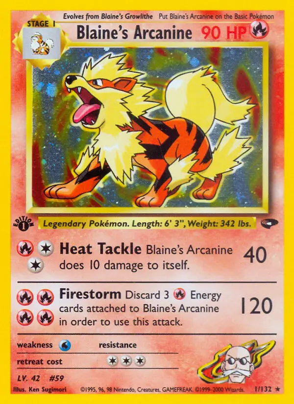 Blaine's Arcanine — Gym Challenge card #1