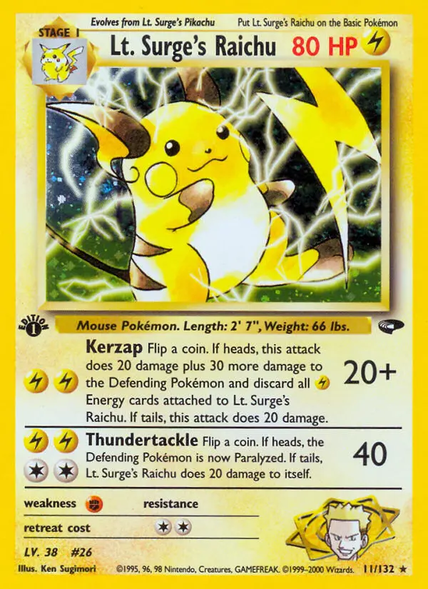Lt. Surge's Raichu — Gym Challenge card #11