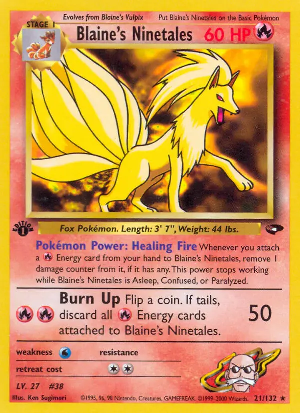 Blaine's Ninetales — Gym Challenge card #21