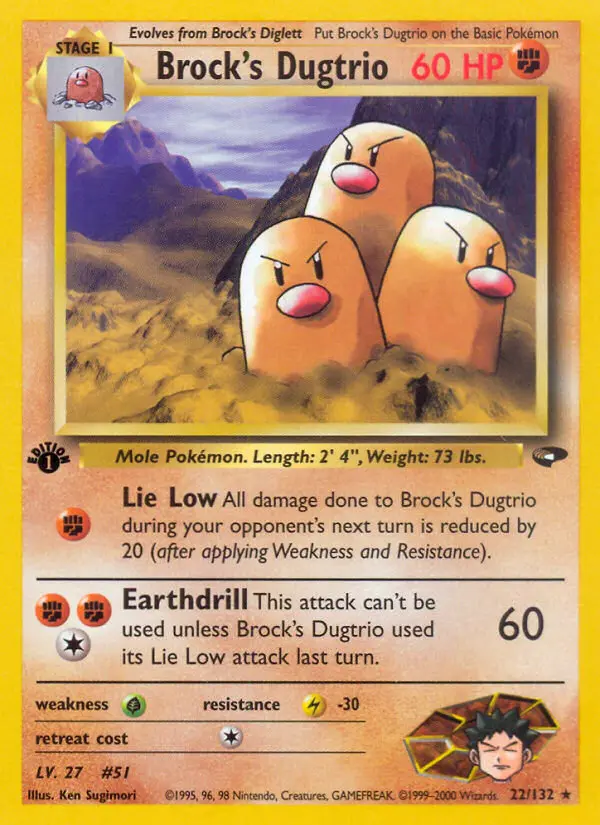 Brock's Dugtrio — Gym Challenge card #22