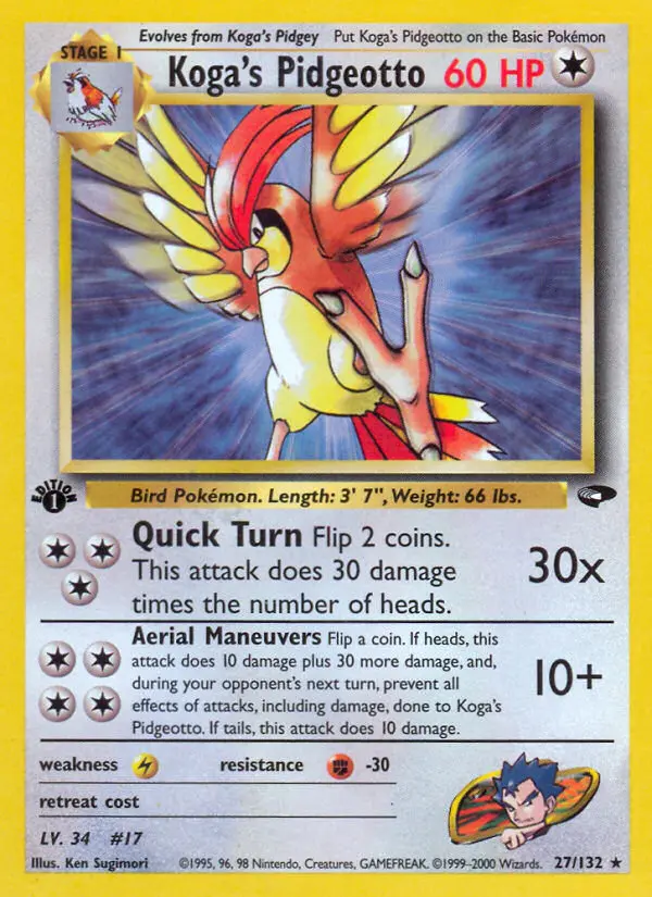 Koga's Pidgeotto — Gym Challenge card #27