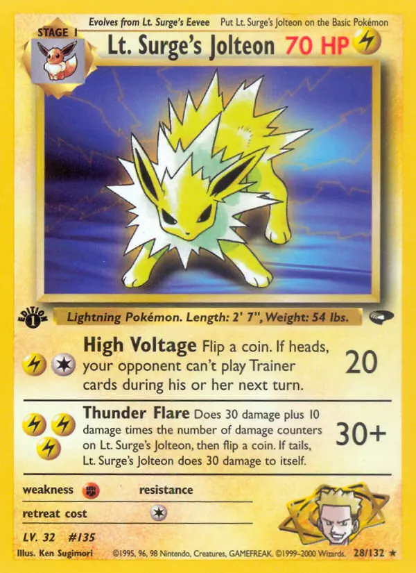 Lt. Surge's Jolteon — Gym Challenge card #28