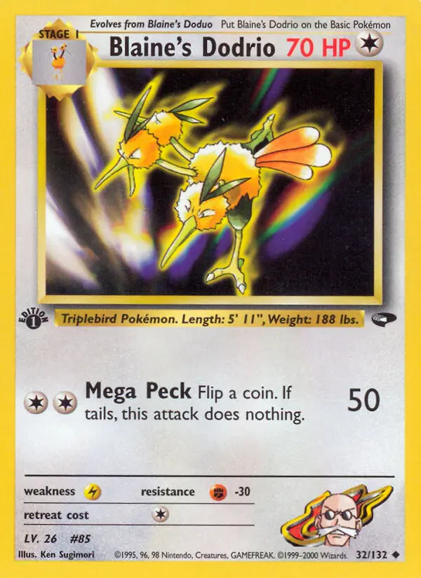 Blaine's Dodrio — Gym Challenge card #32