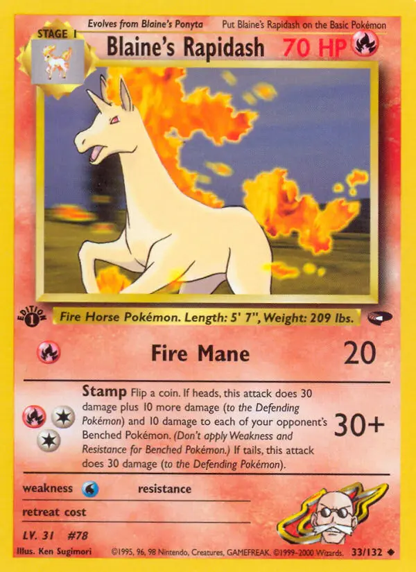 Blaine's Rapidash — Gym Challenge card #33