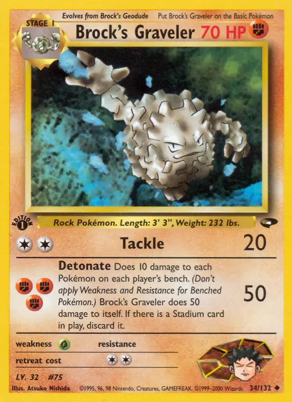 Brock's Graveler — Gym Challenge card #34