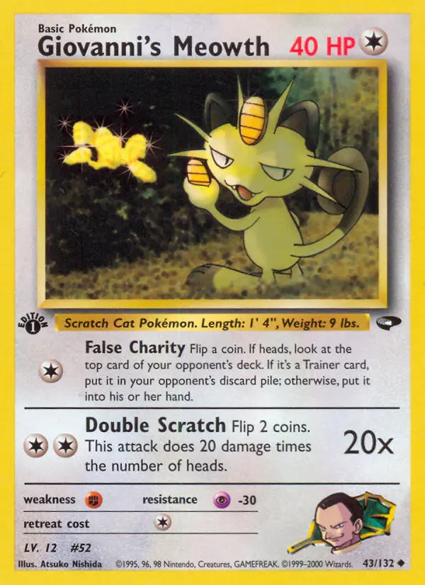 Giovanni's Meowth — Gym Challenge card #43