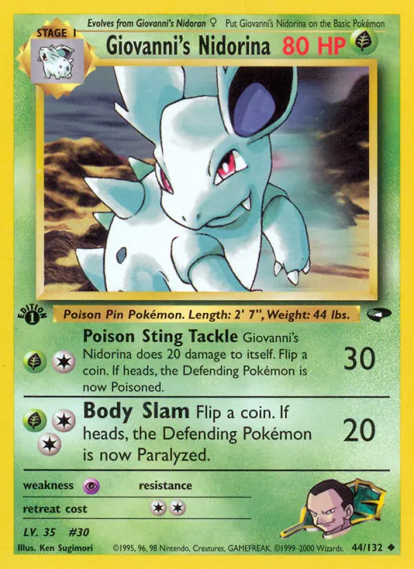 Giovanni's Nidorina — Gym Challenge card #44