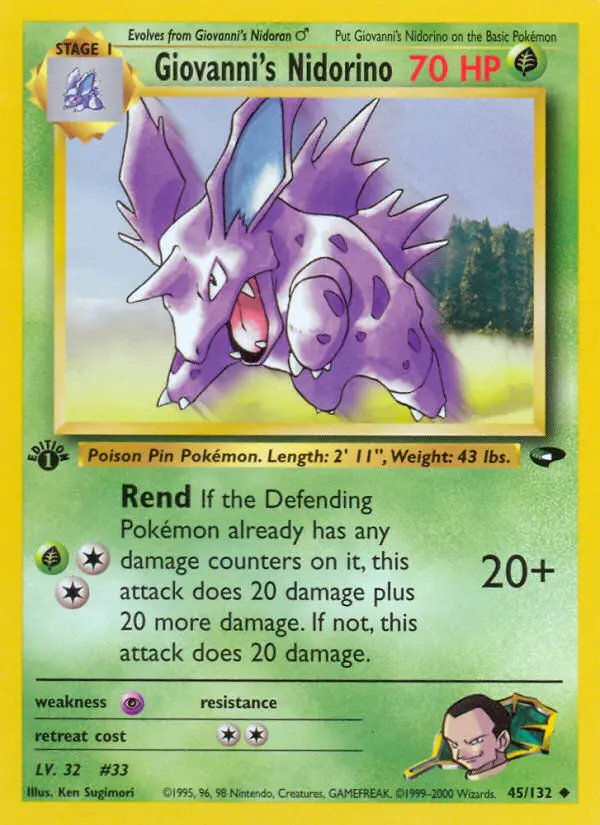 Giovanni's Nidorino — Gym Challenge card #45