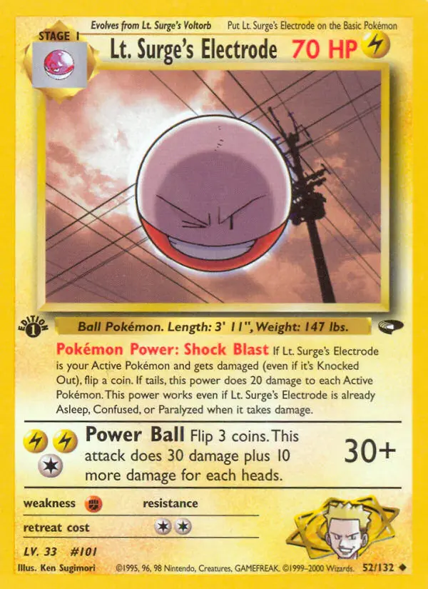 Lt. Surge's Electrode — Gym Challenge card #52