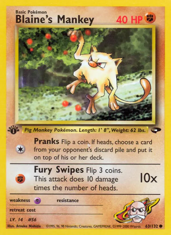 Blaine's Mankey — Gym Challenge card #63
