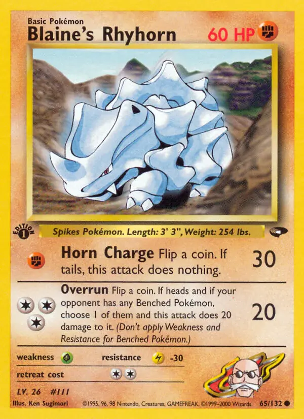 Blaine's Rhyhorn — Gym Challenge card #65