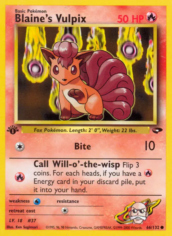 Blaine's Vulpix — Gym Challenge card #66