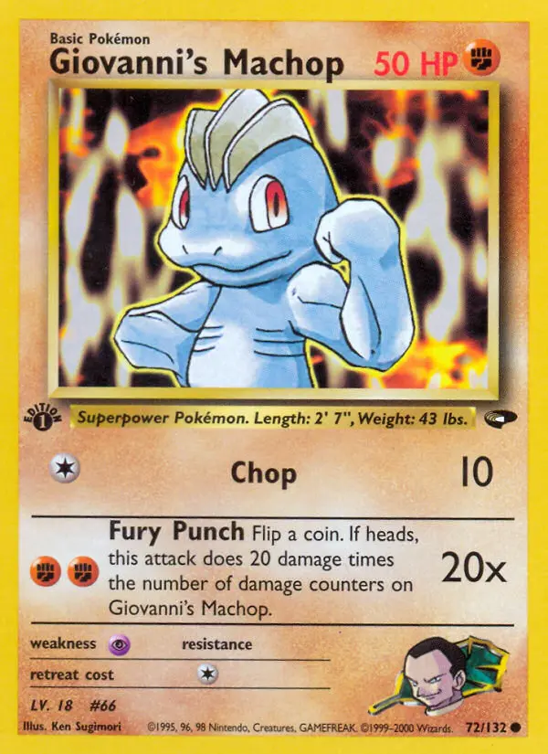 Giovanni's Machop — Gym Challenge card #72