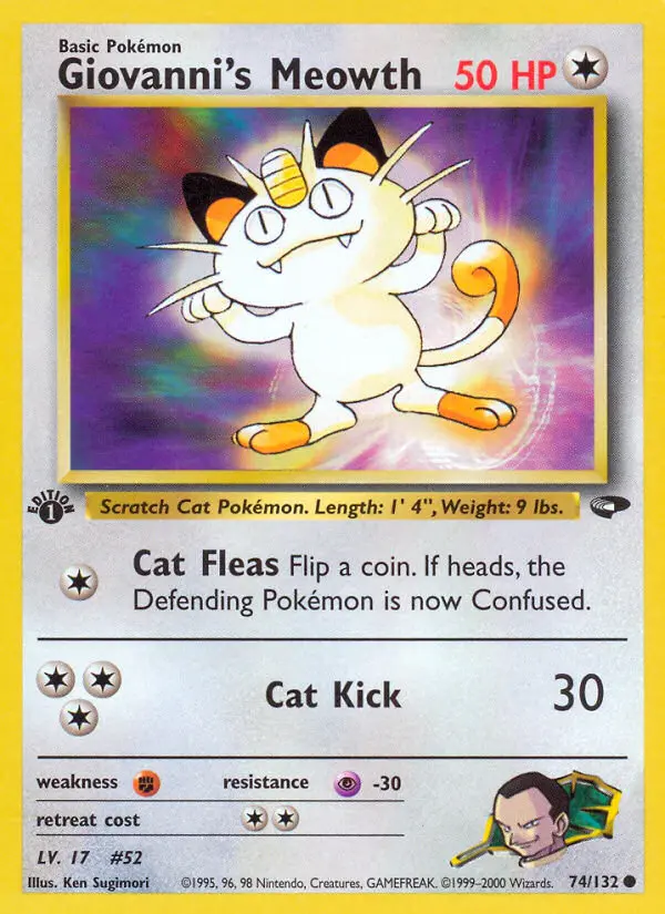 Giovanni's Meowth — Gym Challenge card #74