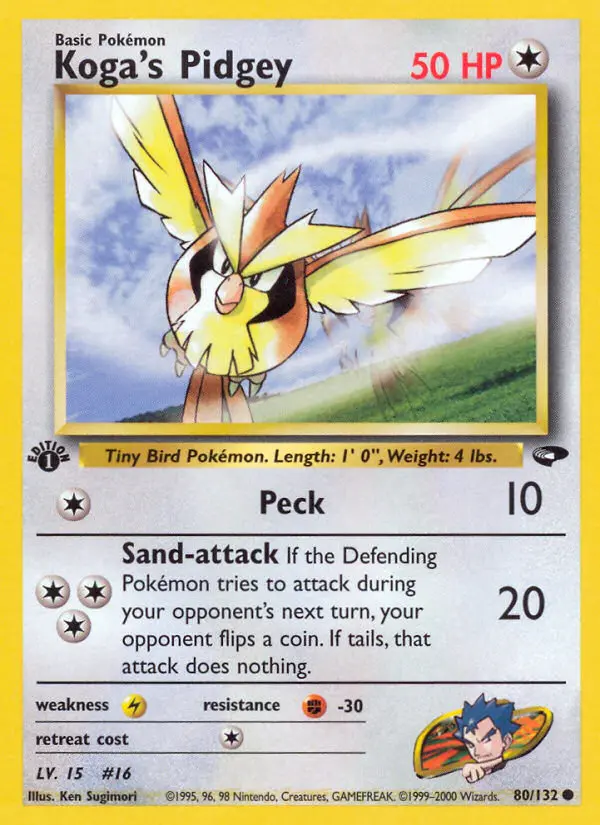 Koga's Pidgey — Gym Challenge card #80