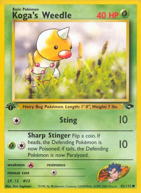 Koga's Weedle — Gym Challenge card #82