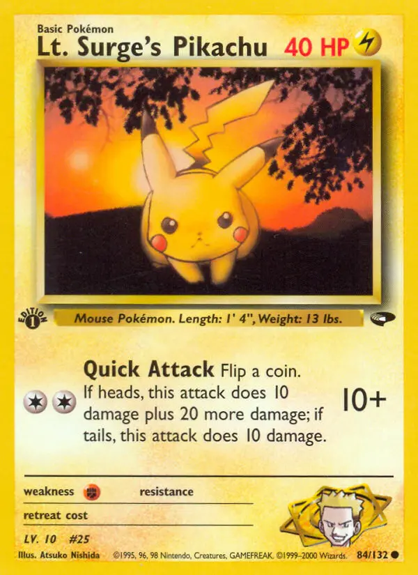 Lt. Surge's Pikachu — Gym Challenge card #84