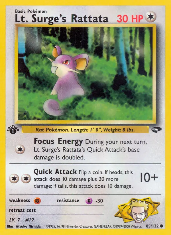 Lt. Surge's Rattata — Gym Challenge card #85