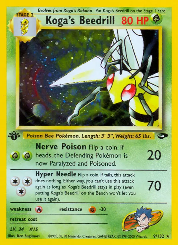 Koga's Beedrill — Gym Challenge card #9