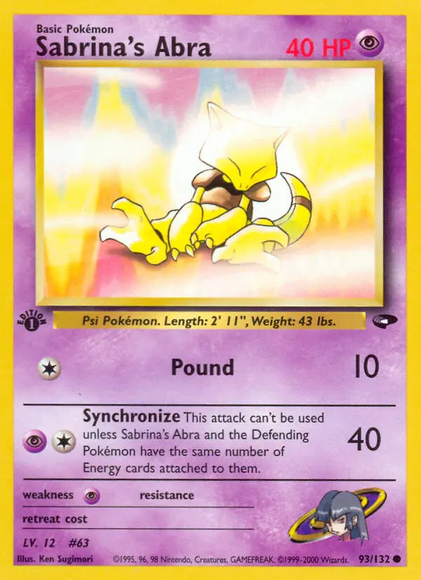 Sabrina's Abra — Gym Challenge card #93