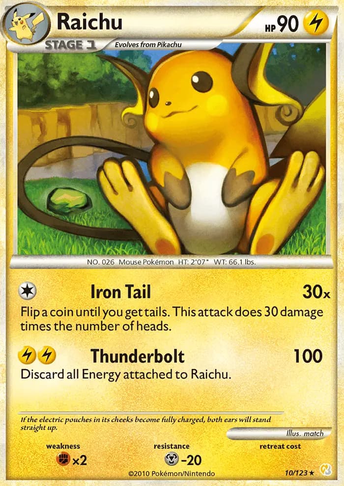 Raichu — HeartGold SoulSilver card #10