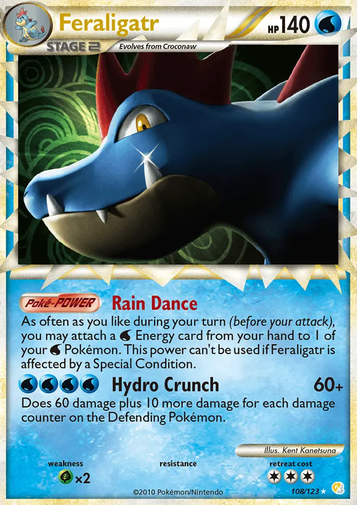 Feraligatr — HeartGold SoulSilver card #108