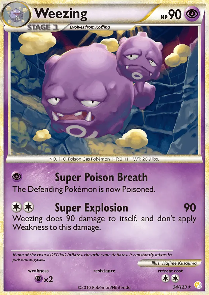 Weezing — HeartGold SoulSilver card #34