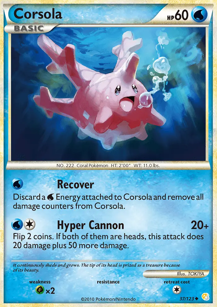 Corsola — HeartGold SoulSilver card #37